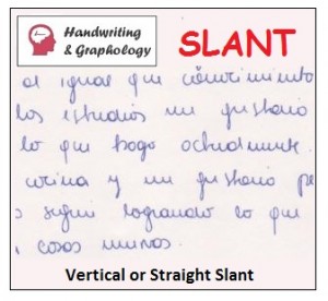Slanted handwriting and vertical or straight slant